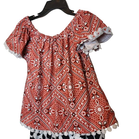 Girls Western Cow Print Bandana Pattern 2 pieces set sz 4/5 XL - Picture 4 of 4